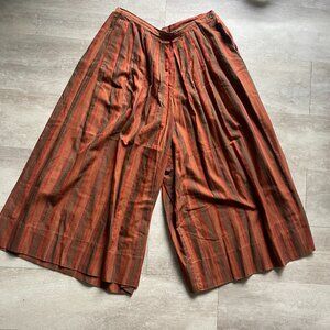 Perry Ellis Vintage Brown Striped Pleated Gauchos